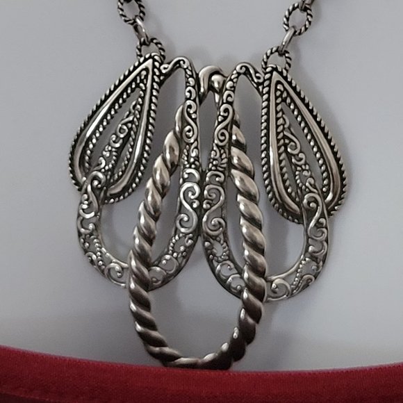 Sterling Signed Carolyn Polack Relios Sterling Filigree Openwork Necklace SW - Picture 4 of 9